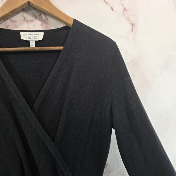 & Other Stories Dress Womens Small 4 6 Black Midi Maxi Long Sweater V Bow Wool - Picture 15 of 16